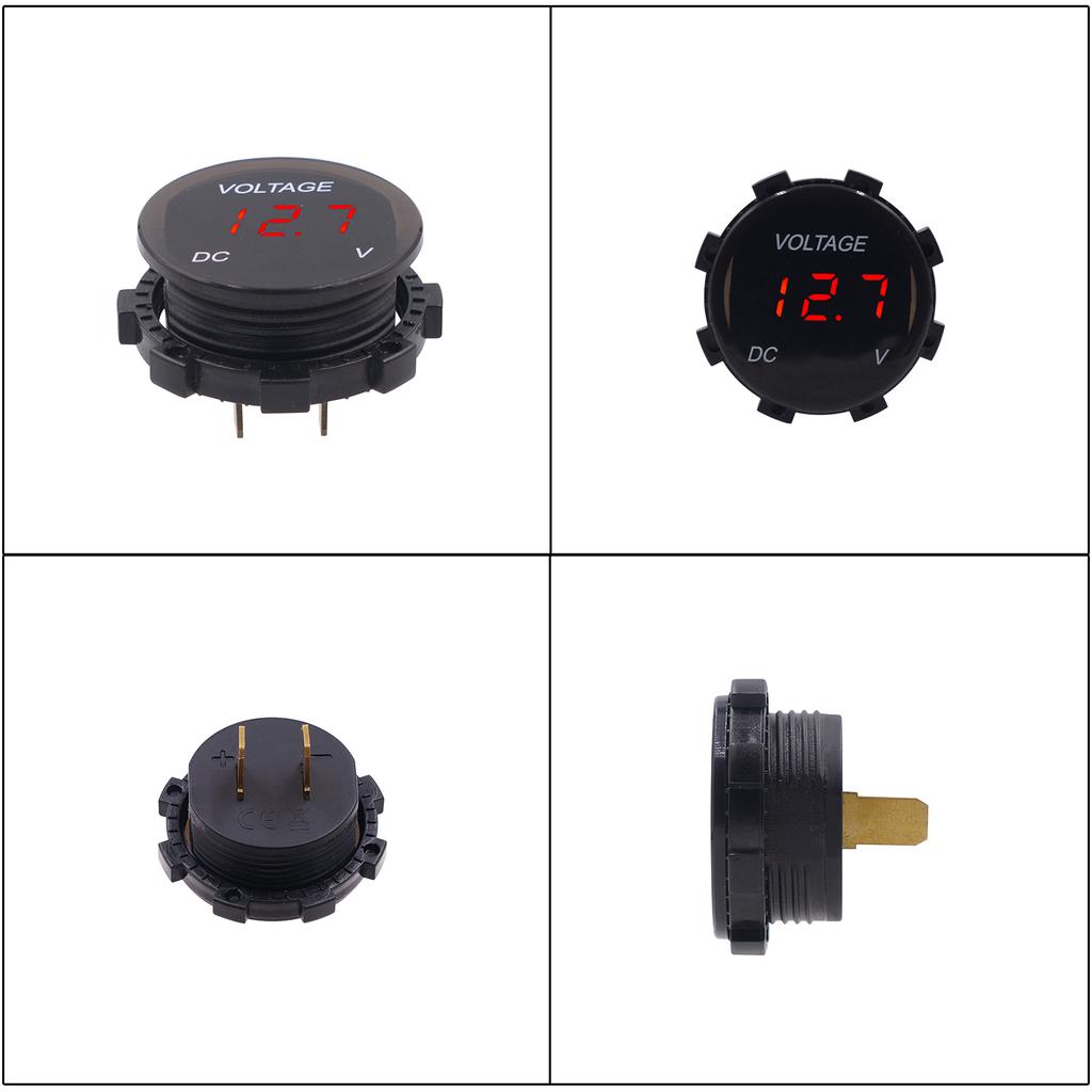 Automotive Digital Display Modified Voltmeter, Motorcycle Mounted, Waterproof LED Lens Display Instrument