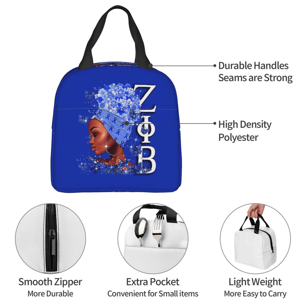 Zeta Phi Beta Woman Insulated Lunch Bags for ZOB Greek Letter 1920 Resuable Cooler Thermal Food Lunch Box Work School Travel