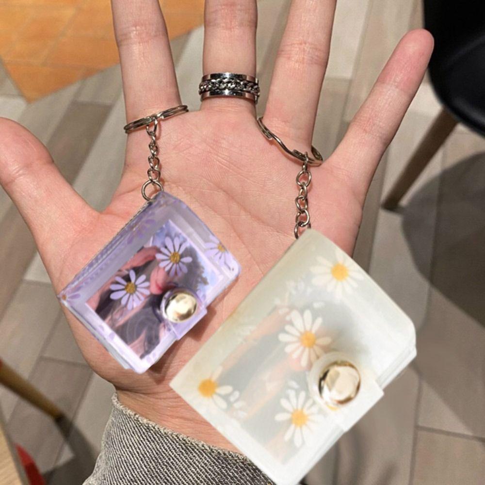 PVC Keychain Mini Album with Keychain Photo Card Holder Portable Mini Photo Album