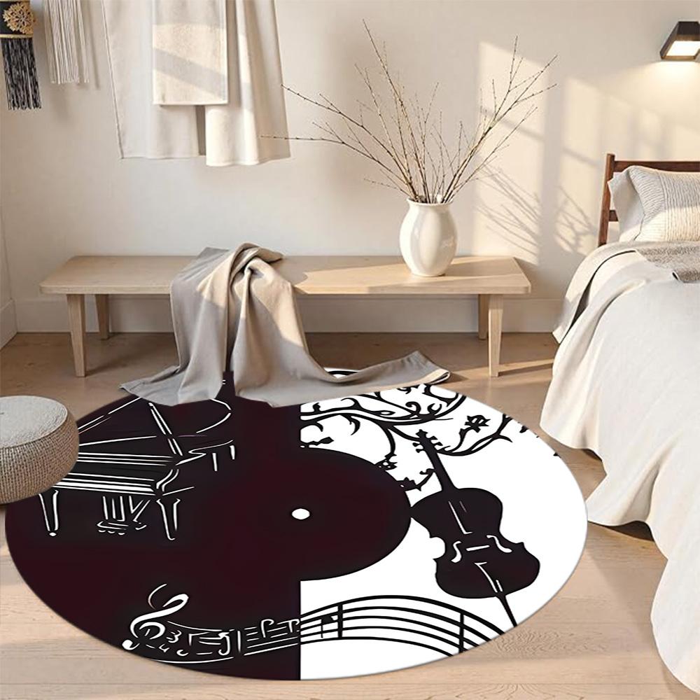 Music Round Office Rug Suitable for Bedrooms Dormitory Foyer Hallway Antislip Round Carpet Office home decor Perfect Gift for Women Men