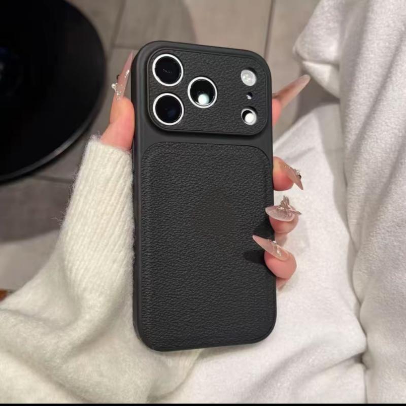 Жесткий кожаный кейс с покрытием для iPhone 17 Air 16 15 14 13 Pro Max, противоударный, матовый, цвет конфеты, броня, бизнес-чехол для телефона