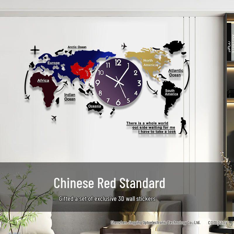 Креативные настенные часы 'Карта мира' с лампой и вечным календарем для декора гостиной