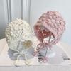 Crochet Kids Knitted Hat Hollow Flower Princess Cap Breathable Beret Cap for Child Girls