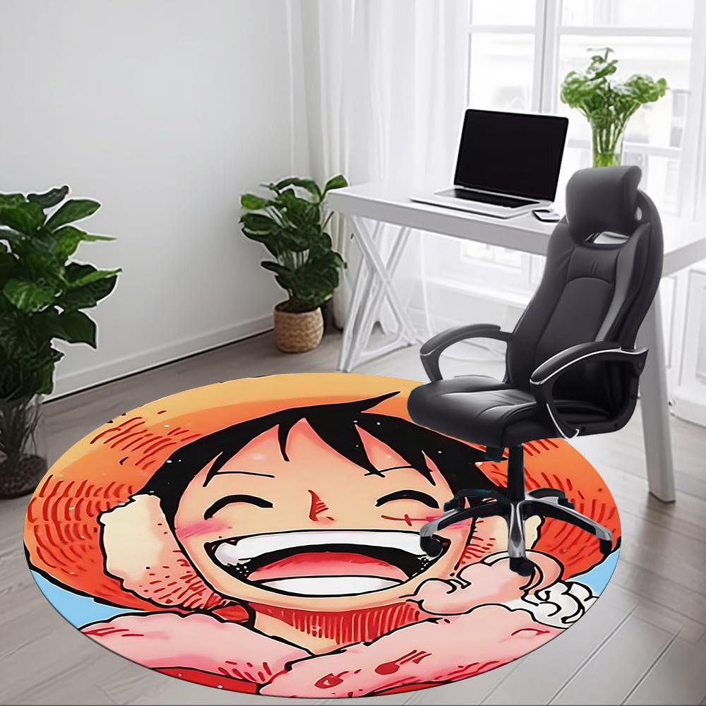 Коврик для офиса One Piece Luffy, Круглый ковер для помещений, Подходит для офиса, спальни, гостиной, Декор для дома, Декор комнаты a0908130