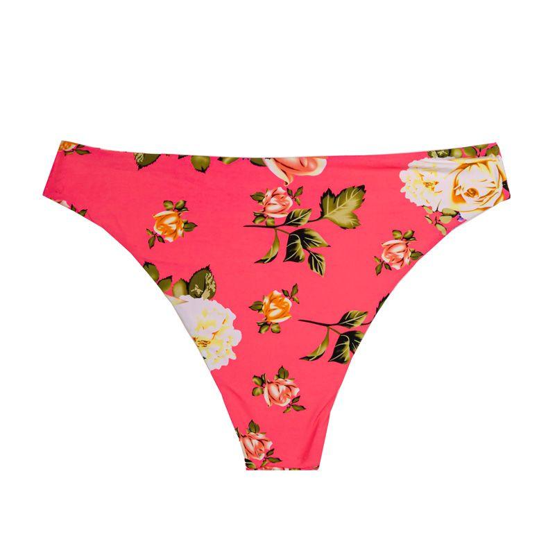 Женский купальник из двух частей с высоким давлением, розовым цветочным узором и оборчатым верхом