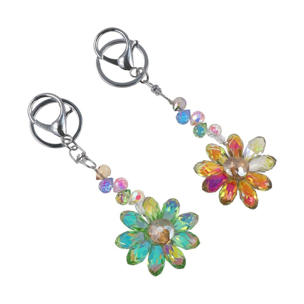 Орнамент Кристальная Подвеска Ловец Солнца Брелок для Ключей Автомобиля Креативный Страз Цветок Брелок Украсить
