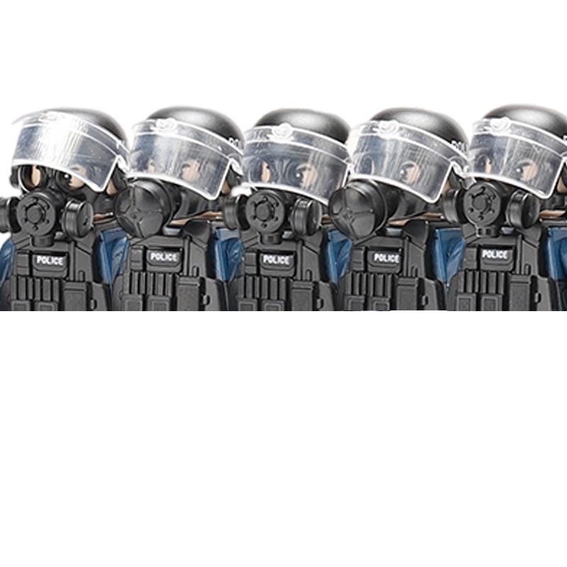 Городская полиция Китай Спецназ Конструктор Штурмовой солдат Фигурки SWAT Маска газовой защиты Военное оружие Кирпичики Игрушки Дети