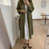 Korean Style Long Over-the-Knee Turn-Down Collar Cardigan Shirt for Women's Spring/Summer Sun Protection