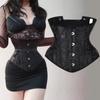 Underbust Corset Sexy Gothic Busiter 26 Steel Bones Waist Trainer Short Torso Women Slimming Sheath Girdle Corset Belt Lace Up