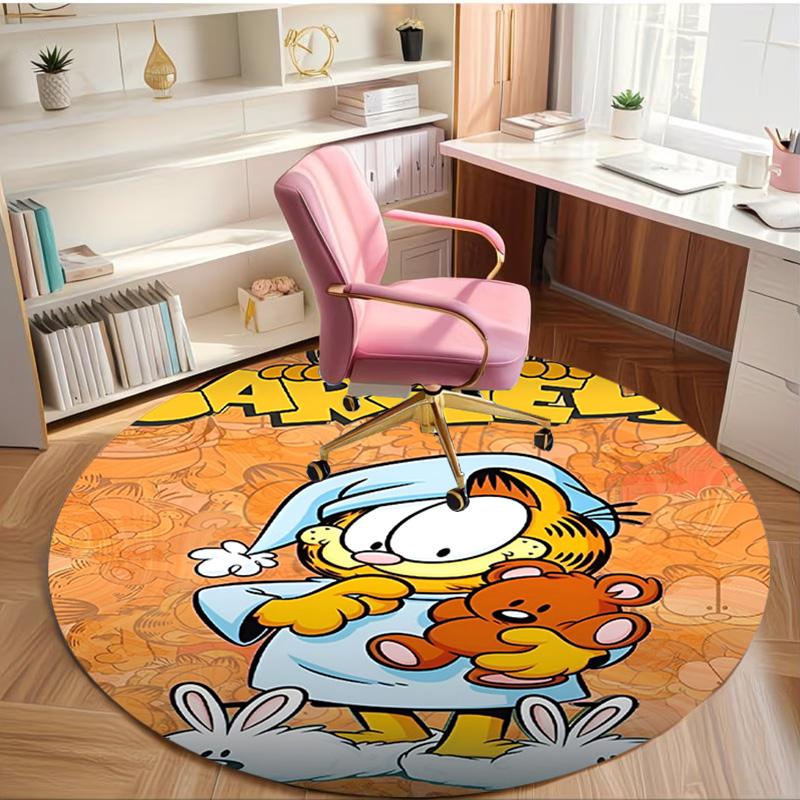 Garfield Print Round Rug, Washable Floor Carpet, For Entryway Dorm Laundry Room Office Study, Home Decor Birthday Christmas Gift