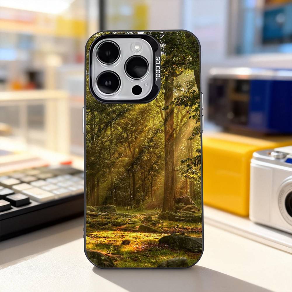 Forest Art Landscape For iPhone 11,12,13,14,15,16,17,Pro,Max,Plus,E,Air,Mini Phone Case IMD Matte Black