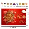 2025 Happy Chinese New Year Backdrop Gold Snake Red Lantern Flower Spring Festival Family Portrait Photography Background Decor