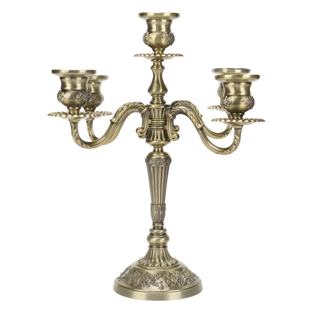 14.17 Inch Tall Metal Candelabra Bronze Candlestick Holder Church Decoration