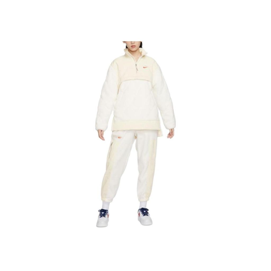Nike Повседневная хлопковая куртка с цветными блоками и воротником-стойкой, женские куртки цвета кокоса и молока FB8688-113