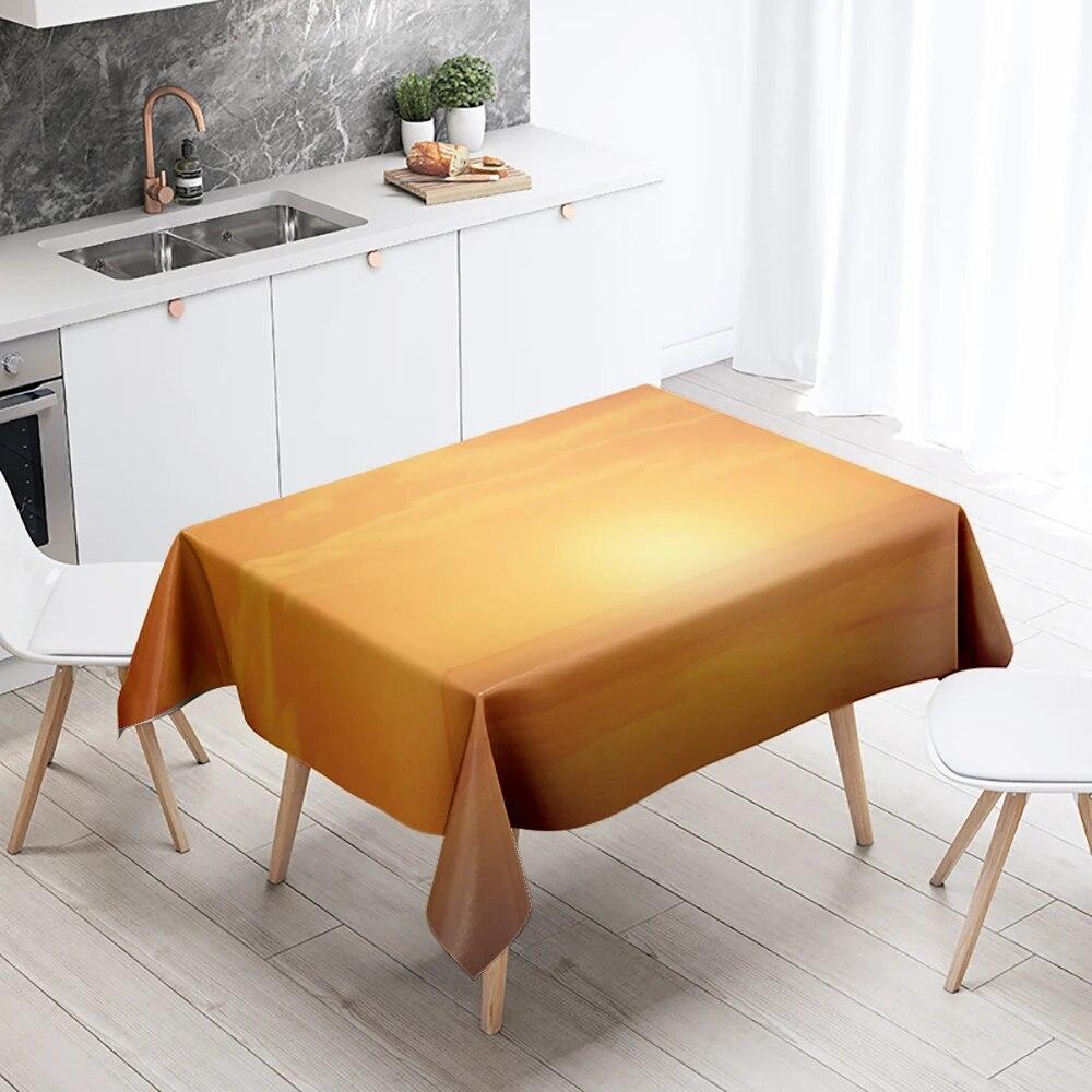 Скатерть с пейзажем заката, вечерние, ресторан, банкетный декор, устойчивая к пятнам, водонепроницаемая, украшение для домашнего стола