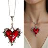 Gothic Thorn Red Heart Necklace Adornment Adjustable Alloy Clavicle Chain for Unique Style and Mystery Lovers