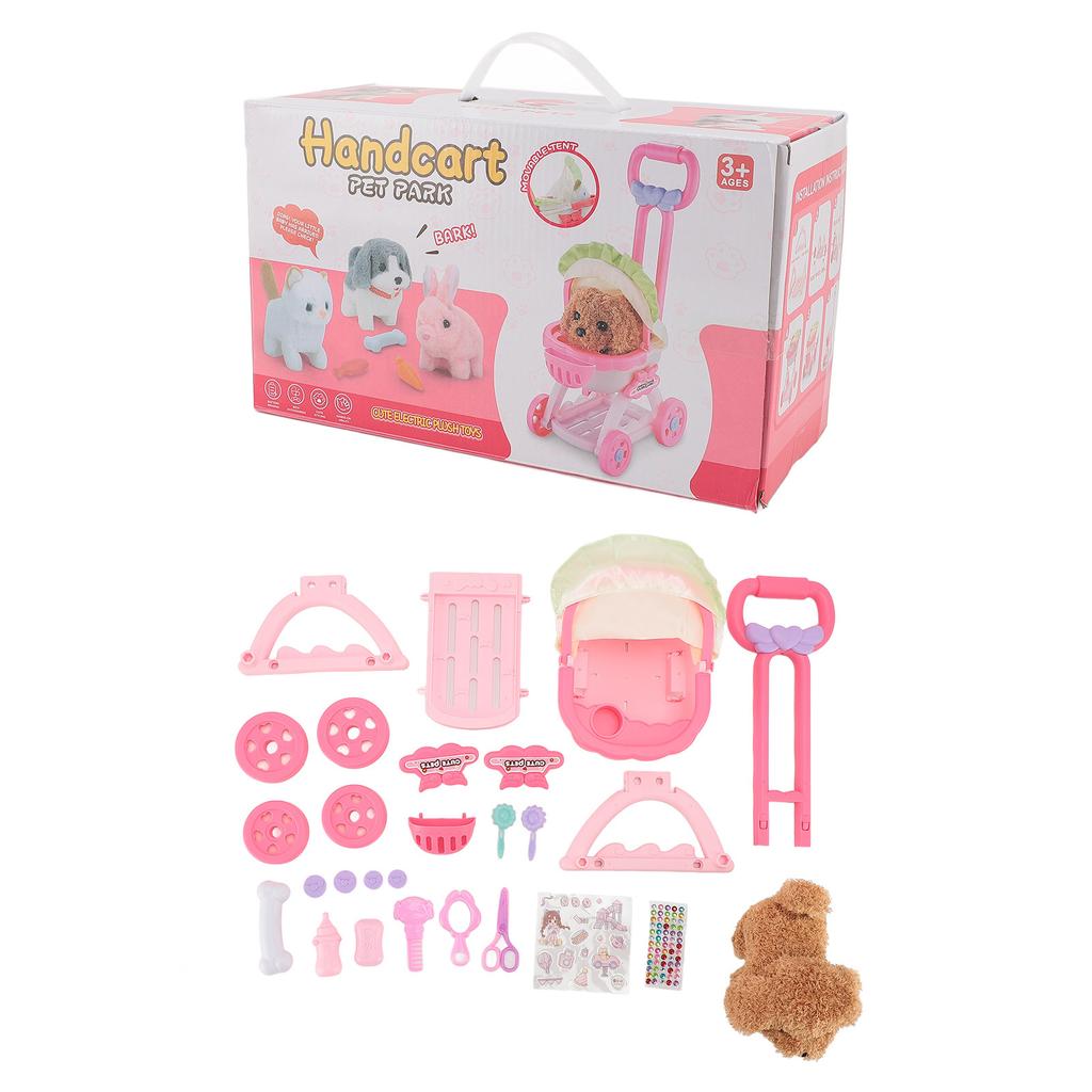 Pet Doll Stroller Toy Pretend Play Dog Large Push Cart Educational Toy for Boys Girls Children