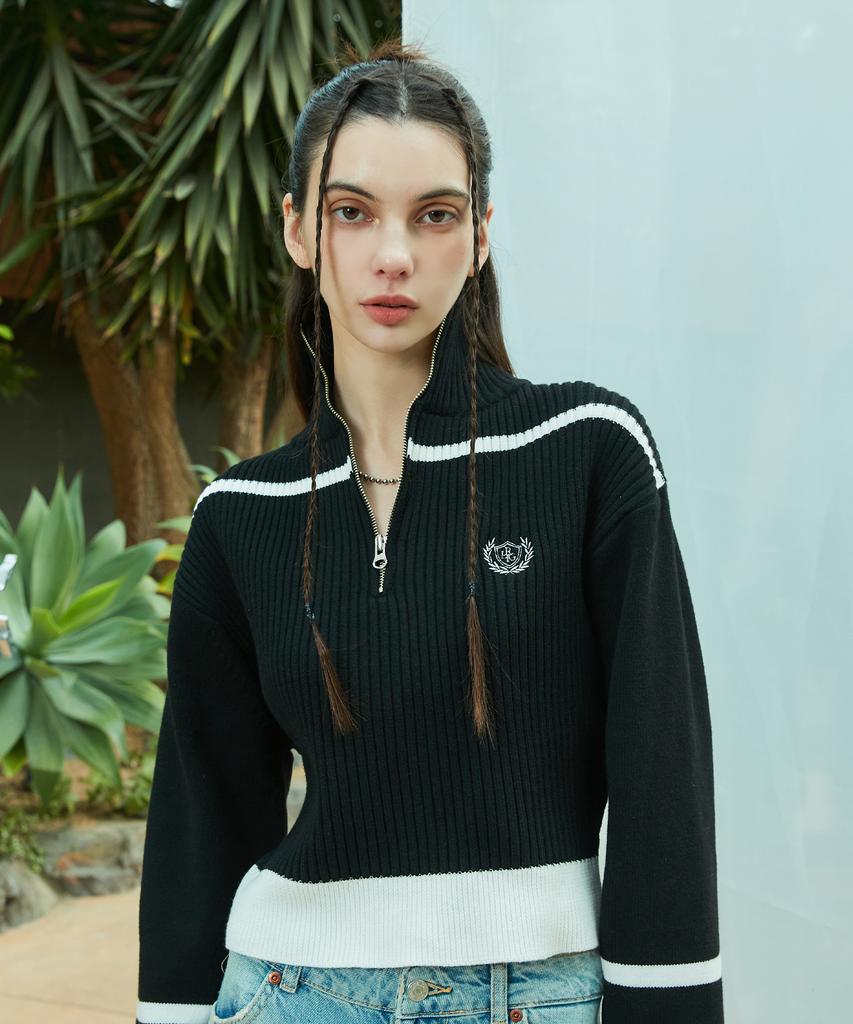 LARTIGENT L9 Half Zip-Up Knit(Black)