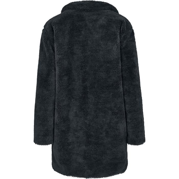 Оверсайз пальто шерпа - Urban Classics - Черный - Прямой крой - Инвертированные лацканы - Два больших боковых кармана