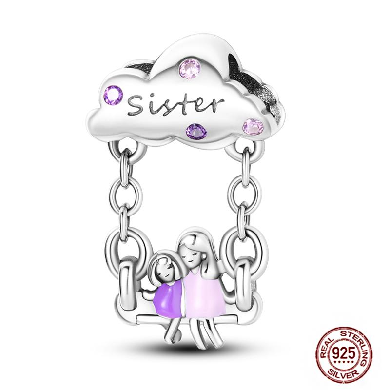 Медные Шармы Большая Любовь Мама Семья Сестра Розовое Сердце Тюльпан Бусины Ча Подходят для Оригинального Браслета Сделай Сам Ювелирный Подарок на День Матери