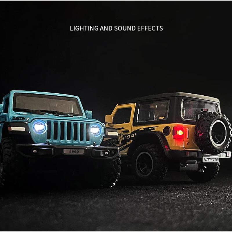 1/32 Jeeps Wrangler Rubicon 1941 Внедорожные литые легкосплавные автомобили и игрушечные транспортные средства Модель автомобиля Звуковые и световые игрушки для детей Подарки