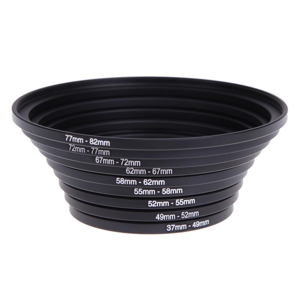 18 Piece Filter Ring Adapter Set All Metal Camera Lens Filter Adapter Ring Set Kit