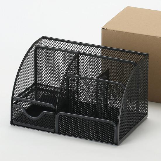 Металлический держатель для ручек, большая емкость, несколько отделений, компактный размер, портативный настольный держатель для кистей для макияжа, карандаш, коробка для хранения