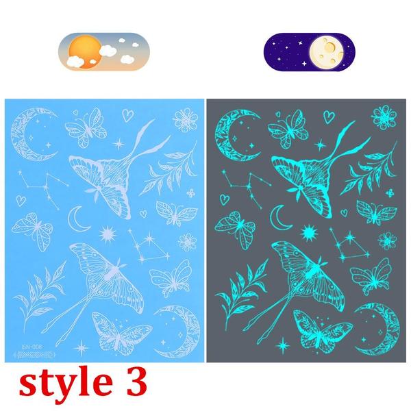4pcs Luminous Glow Waterproof Temporary Tattoo Sticker Star Butterfly Flash Tatto Women Men Arm Body Art Fake Tattoos