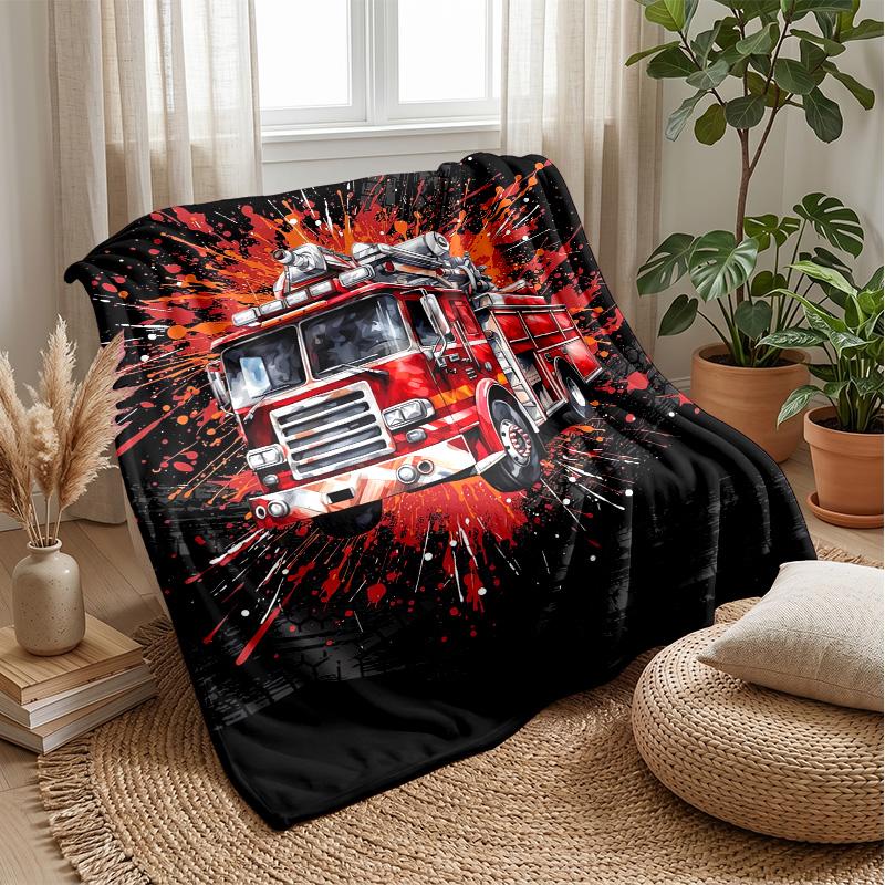 Fiery Truck Express Theme blanket Lightweight Warm Flannel Blanket Decorative Throw Blanket for Home Decoration