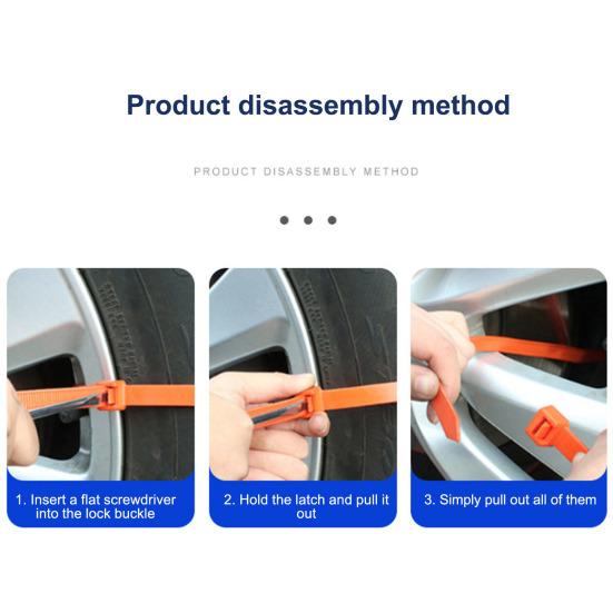 10 шт. многоразовые цепи для зимних шин, противоскользящие аварийные цепи для автомобиля и грузовика, универсальные регулируемые противоскользящие цепи для велосипеда