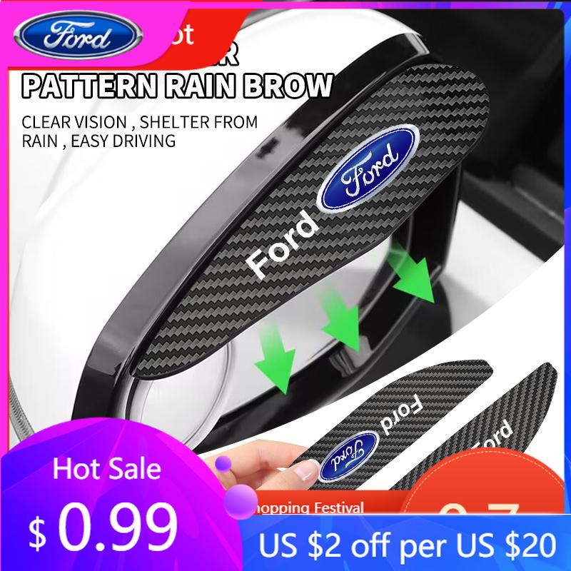 Car Sticker Hot For Ford 2Pcs Carbon Fiber Car Rearview Mirror Eyebrow Rain Cover For Ford Focus Mondeo Kuga Fiesta MK7 Escort E