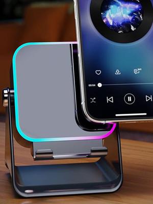 5-в-1 Автоиндукционный Беспроводной Индукционный Динамик 8 Режимов RGB Подсветки HIFI Звук Портативный Держатель для Телефона