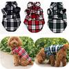 Pet Plaid Shirt Lapel Coat Jacket Clothes Top Apparel