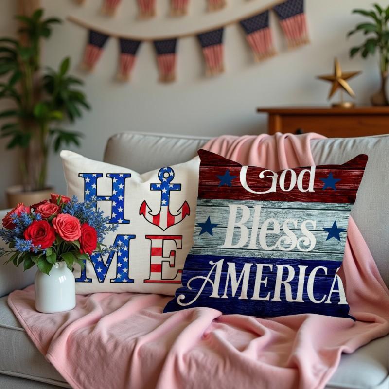 Summer Independence Day Series Throw Pillow Cases Linen Print Living Room Sofa Decorative Cushions