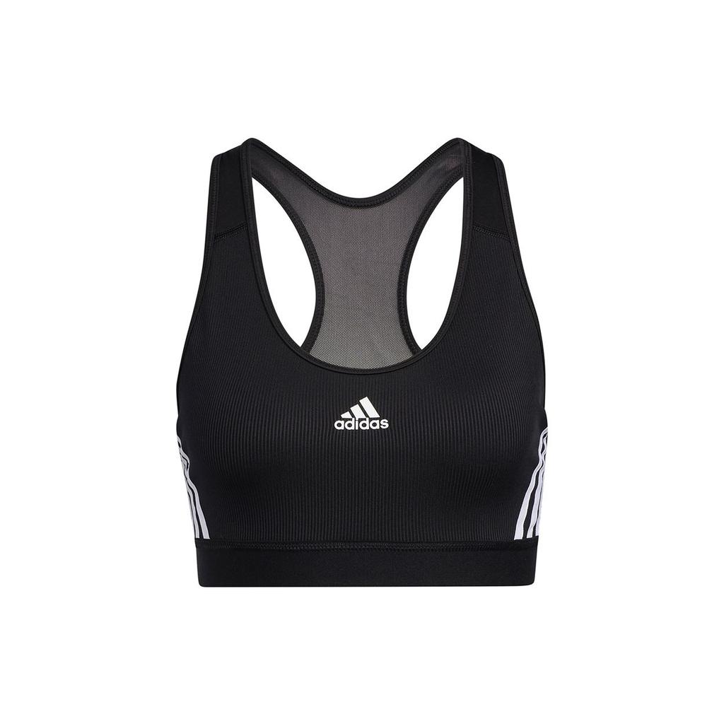 Adidas Bt 3s Rib Bra Color Block Three Stripes Medium Support Sports Bra Women Underwear Black GL0570