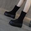 8cm Microfiber Leather Platform Wedges Winter Autumn Shoes Plush Knee High Boots Woman Plush Modern Hidden Heel Fashion