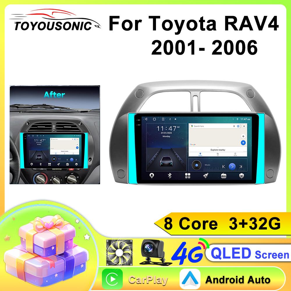 2din Android автомобильный радиоприемник для Toyota RAV4 2001-2006 WirelessCarplay стереоплеер Авторадио WIFI GPS навигация FM головное устройство