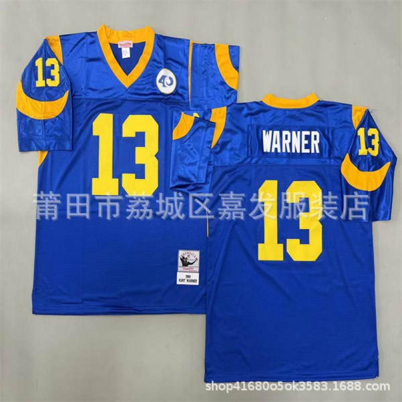 Mens Retro Rams Football Jersey Vintage Style Embroidered Training Uniform American Fans