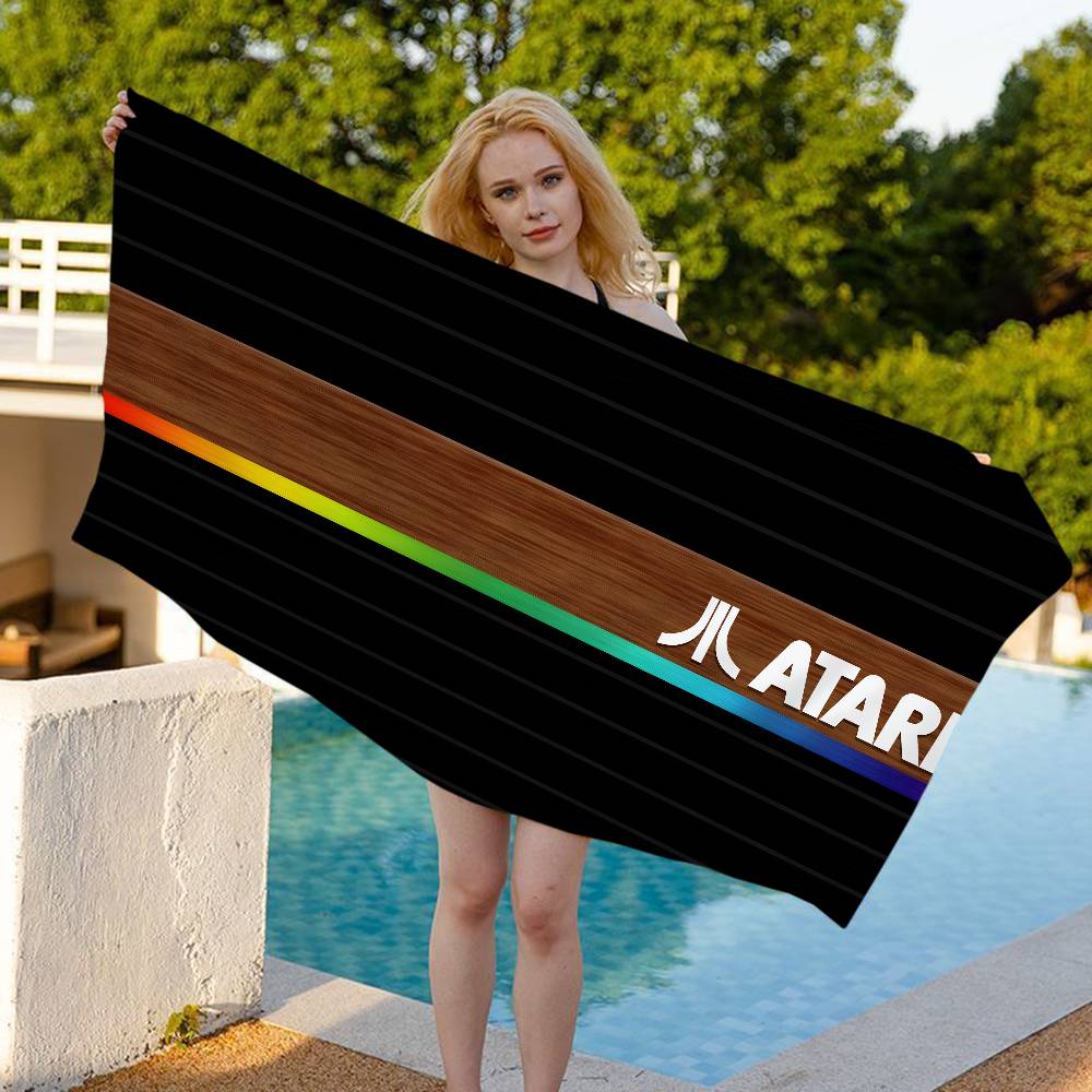 A-Atari Логотип Микрофибра Плед Быстросохнущие Пляжные Полотенца Большой Размер Печать Супервпитывающий Бассейный Полотенце-Плед