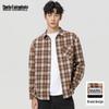 Мужская американская фланелевая клетчатая рубашка с длинным рукавом