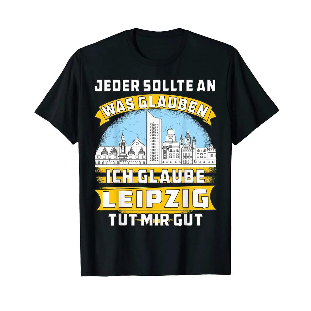 T Shirt With Quot Leipzig Tut Mir Gut Stadt Messe Saxony Black S Vintage Soft Graphic Stylish Unisex Casual Fashion