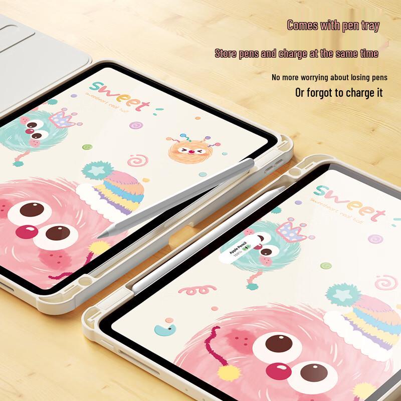 QBOSS Мультяшный вращающийся чехол для iPad с держателем для стилуса