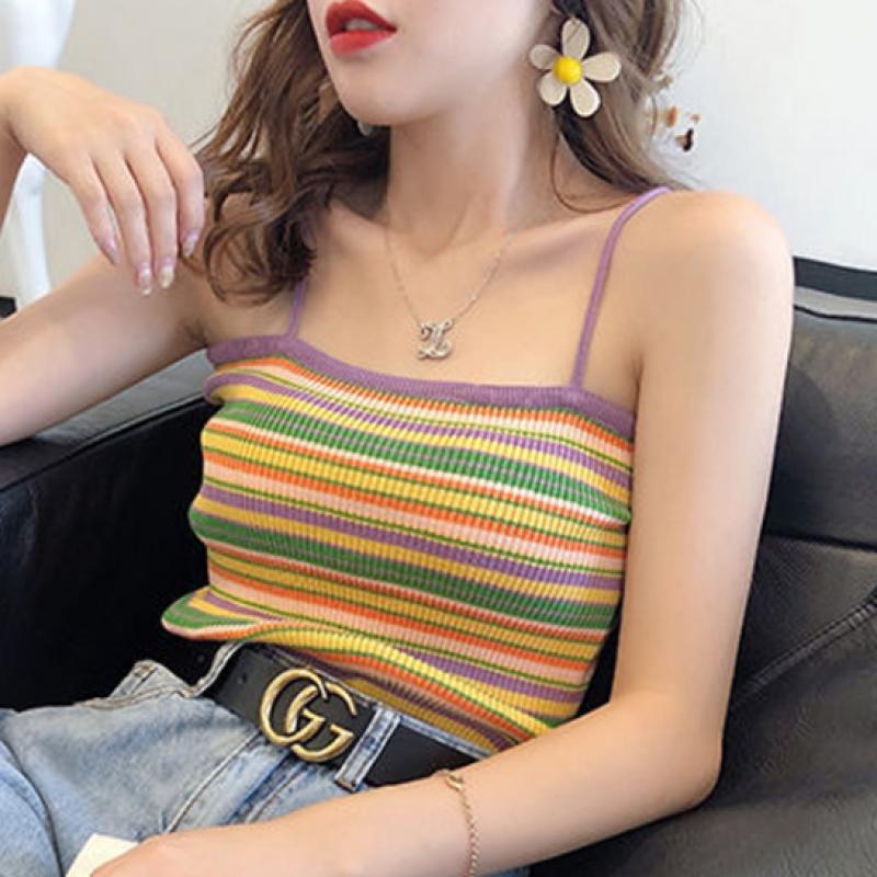 Shop Women Vacation Rainbow Strap Top Won Wsh Weae256