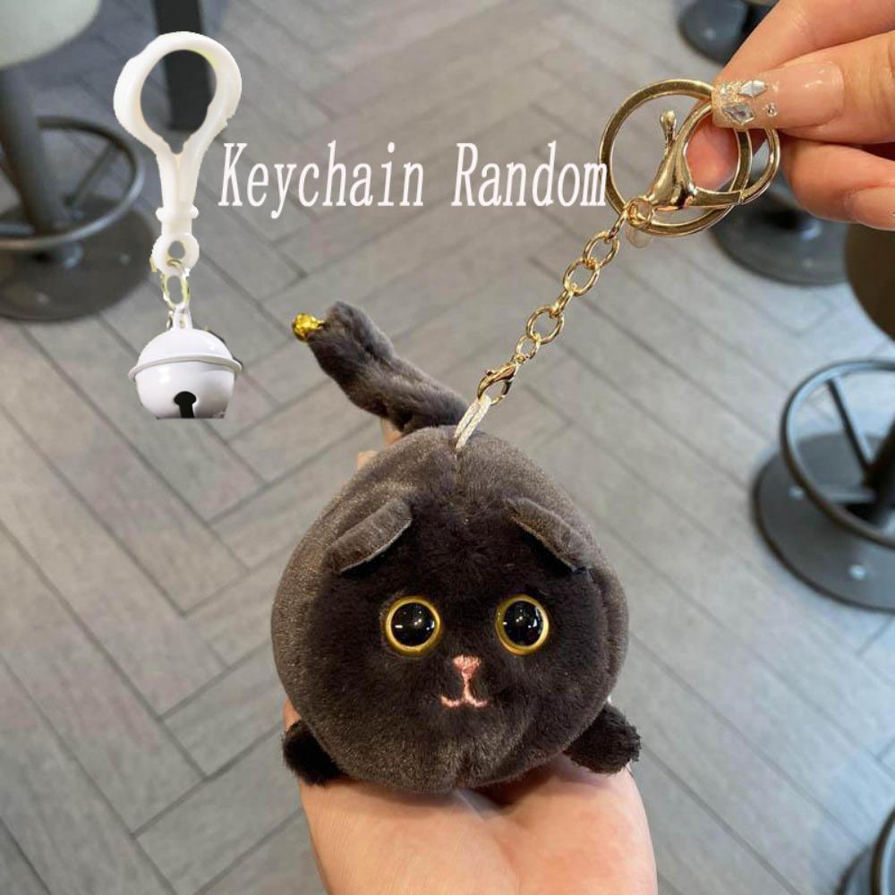 Squeezing Plush Black Cat Pendant 3D Eyes Cat Plush Keychain Room Decoration