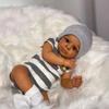Cute 23 Inch Dark Skin Reborn Doll Jaylan Soft Touch Cloth Body Rebirth Baby Doll Hand-draw Hair Simulation Dolls for Kids Play House Toy Holiday Gift