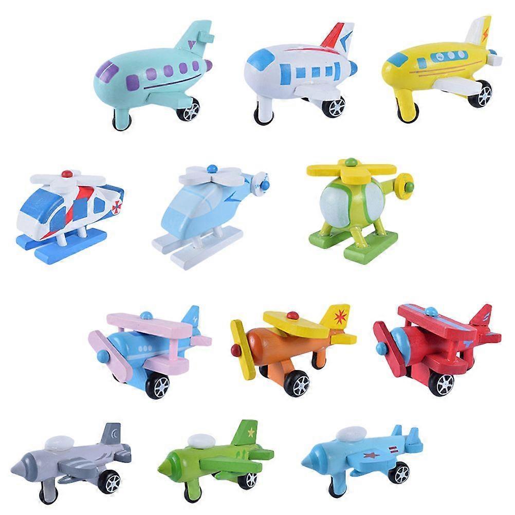 12PCS Wooden Children Mini Plane Toy Premium Airplane Toy Lovely Airplane Toy