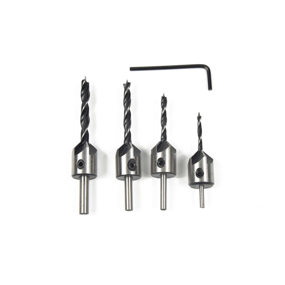 4 шт. HSS зенковка по дереву, стальная зенковка, набор сверл, набор разверток для деревообработки, фаска, 5 флейт, 3 мм-6 мм