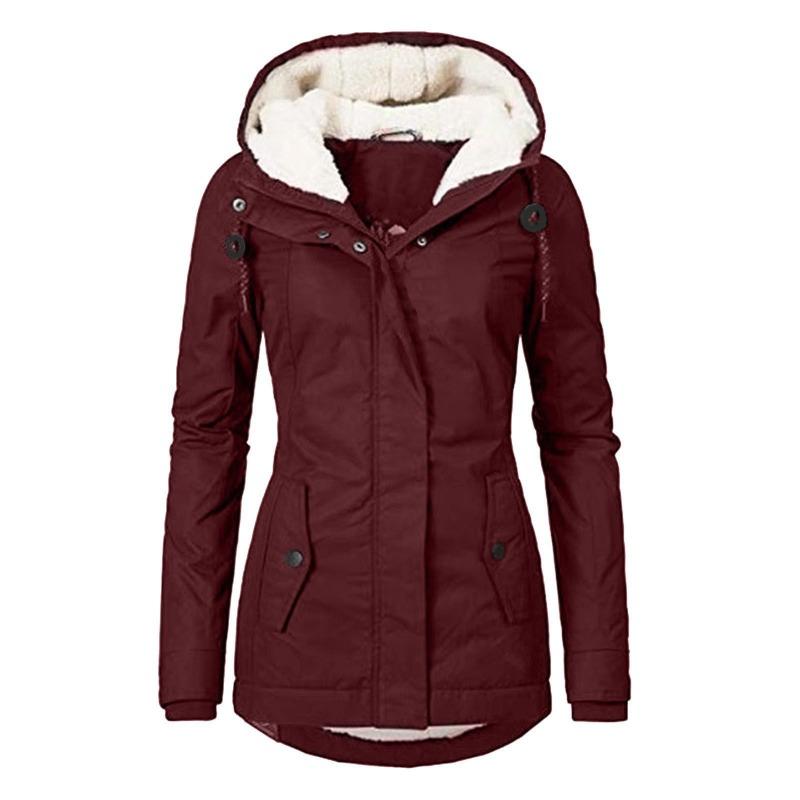 Autumn and Winter New Women's Clothing Solid Color Medium Long Cotton Jacket for Women