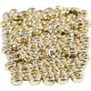 Round Beads with Letters of the Alphabet Made of Golden Plastic with Stamping and Black Printing On the Front and