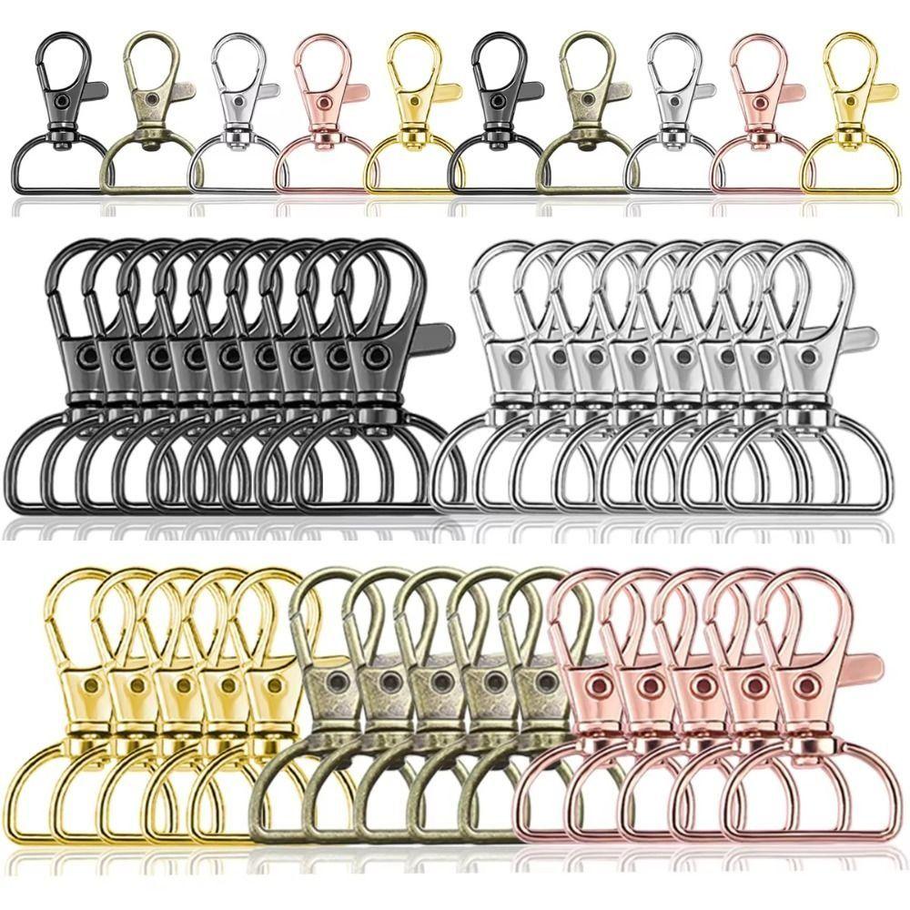 56Pcs Metal Buckles Lobster Claw Clasp Swivel Clasp Keychain Clip Hook  Strap Making